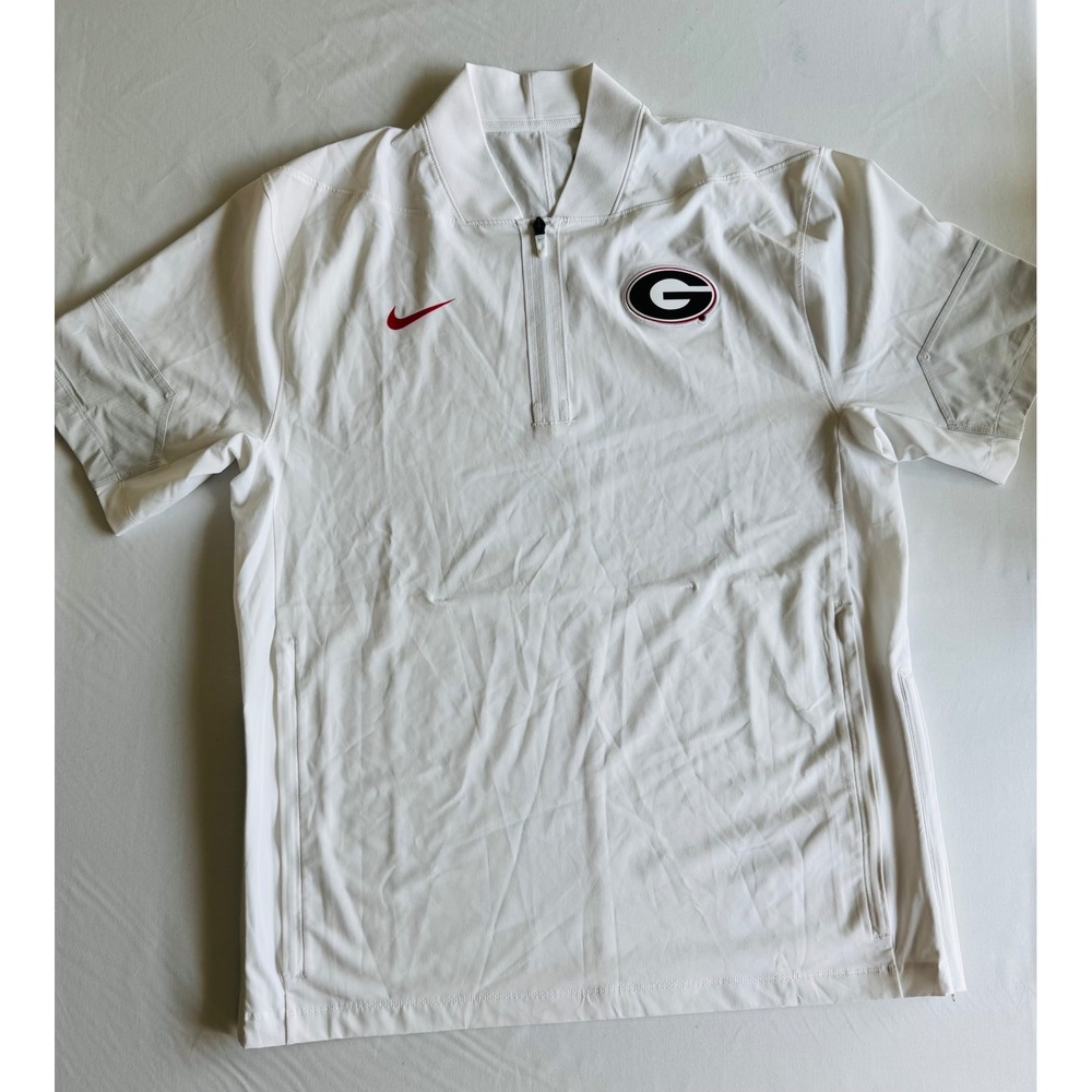 Nike Georgia Bulldogs UGA Sideline Coach Quarter Zip Short Sleeve Jacket White M